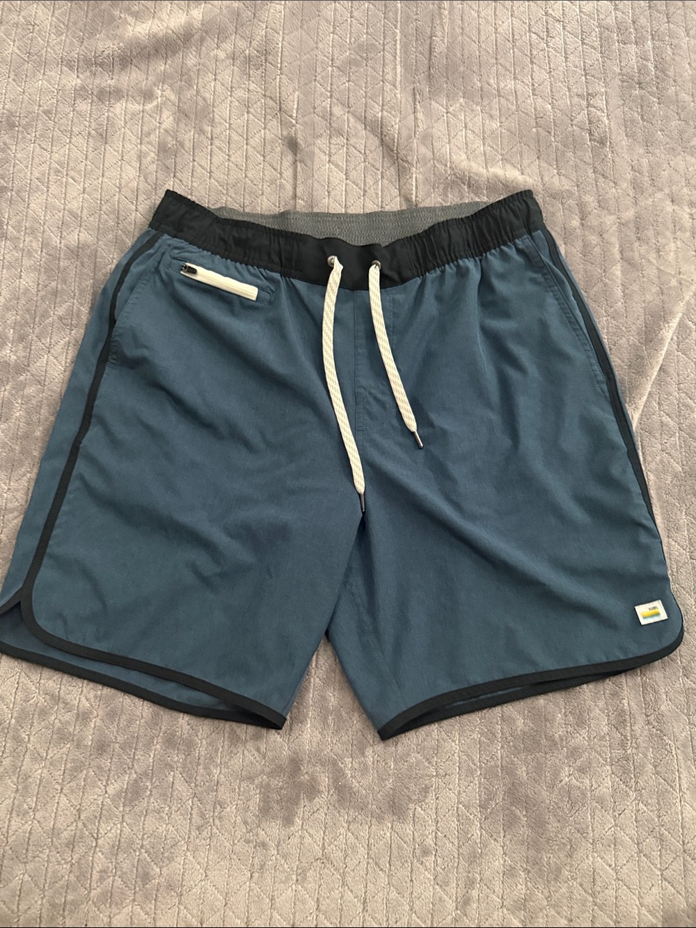 Vuori Teal Blue Athletic Shorts with Black Trim